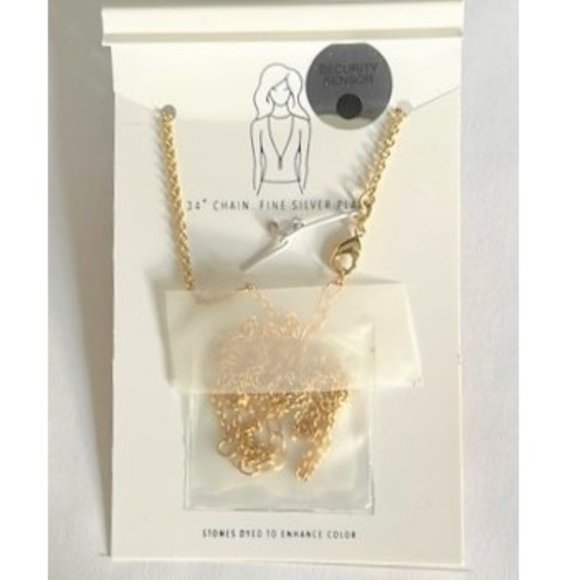 RED AGATE HEXAGONAL PENDULUM PENDANT 32” YELLOW GOLD CHAIN NECKLACE OS - Picture 2 of 3